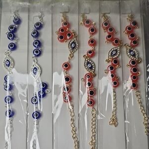 Lpt Of 12...Evil Eye Charm Bracelets - Silver and Gold